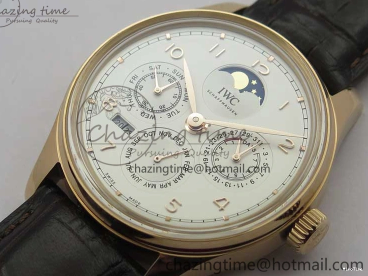 MIROTIME 0308 Compact Portugieser Perpetual Calendar IW503302 RG V9F 1:1 Best Edition White Dial on Brown Leather Strap A 7113